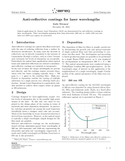 Anti-reflective coatings for laser wavelengths