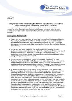 Summary of work in response to SCR recommendationsx