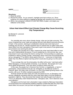 Urban Heat Island Effect And Climate Change May Cause