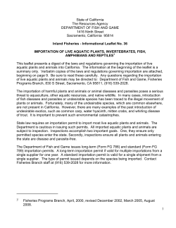 IL-36 Importation of Live Aquatic Plants, Invertebrates, Fish