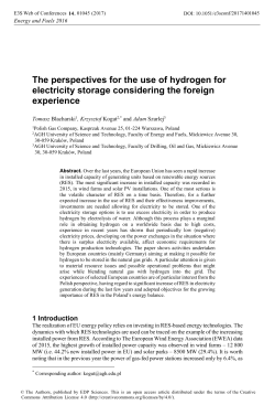 The perspectives for the use of hydrogen for electricity storage