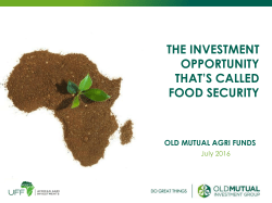 THE INVESTMENT OPPORTUNITY THAT`S CALLED FOOD