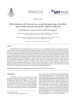 Dielectrophoresis of Tetraselmis sp., a unicellular green alga, in