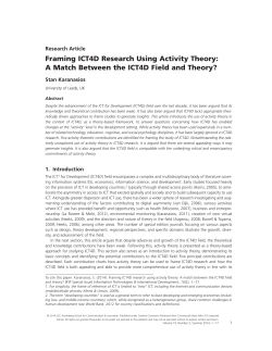 Framing ICT4D Research Using Activity Theory: A Match Between