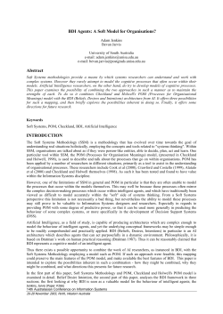 BDI Agents: A Soft Model for Organisations?