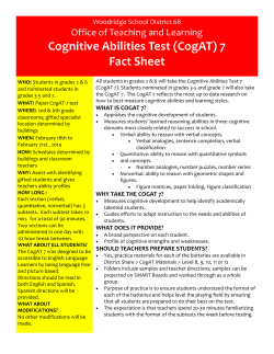 Cognitive Abilities Test (CogAT) 7 Fact Sheet