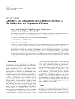 Adipokines and Osteoarthritis: Novel Molecules Involved in the