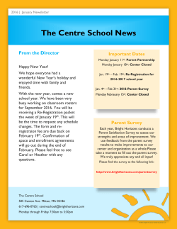 Jan. 4 th &ndash; Feb 31 st : 2016 Parent Survey
