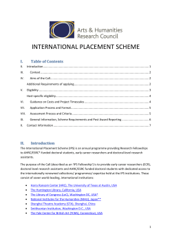 international placement scheme - Arts and Humanities Research