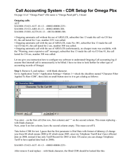 Call Accounting System - CDR Setup for Omega Pbx