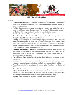 MUD Volleyball Rules of Play Games 1. Team Composition: A team