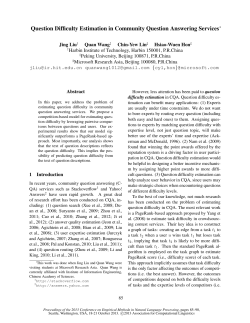 Question Difficulty Estimation in Community Question Answering