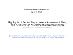 Highlights of Recent Departmental Assessment