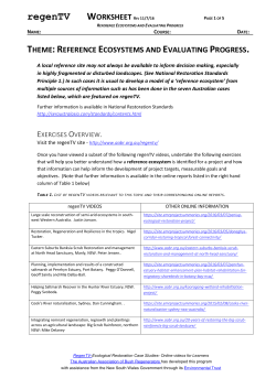 Reference Ecosystems Work Sheet regenTV