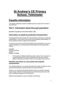 St Andrew`s Equality Information - St Andrew`s CE Primary School