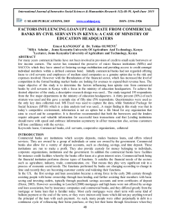 factors influencing loan uptake rate from commercial banks by civil