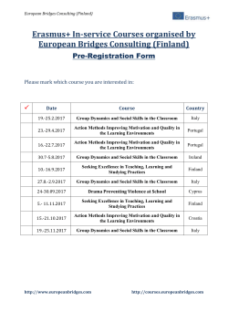 Comenius 2.2 - Training Course on Group Dynamics and Social Skills