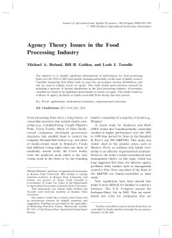Agency Theory Issues in the Food Processing