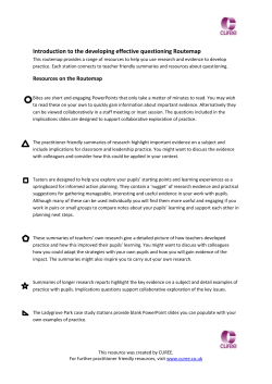 Introduction to the developing effective questioning Routemap