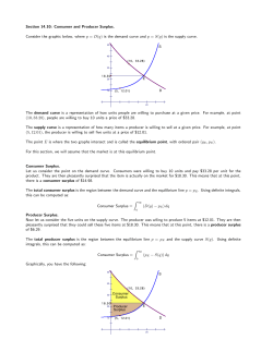 Section 14.10: Consumer and Producer Surplus. Consider the