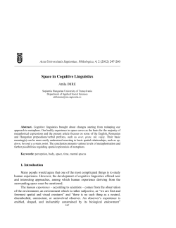 Space in Cognitive Linguistics - Acta Universitatis Sapientiae