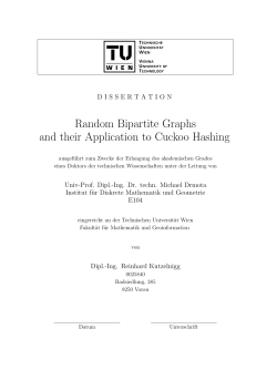 Random Bipartite Graphs and their Application to Cuckoo Hashing