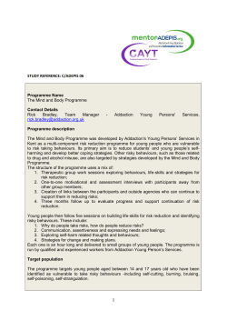 1 STUDY REFERENCE: C/ADEPIS 06 Programme Name The Mind
