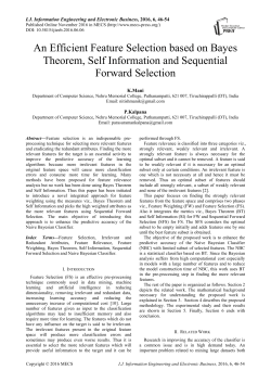 An Efficient Feature Selection based on Bayes Theorem, Self
