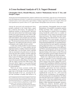 A Cross-Sectional Analysis of US Yogurt Demand