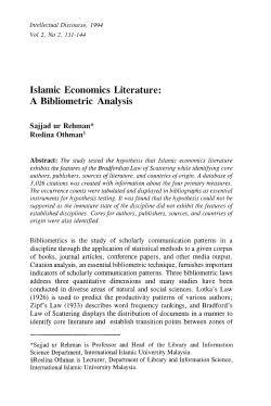 Islamic Economics Literature: A Bibliometric Analvsis