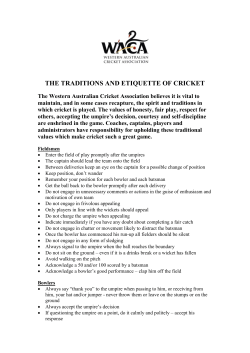 THE TRADITIONS AND ETIQUETTE OF CRICKET