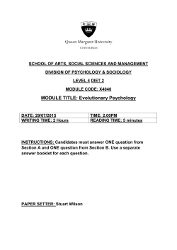 MODULE TITLE: Evolutionary Psychology