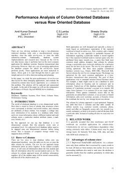 Performance Analysis of Column Oriented Database versus Row