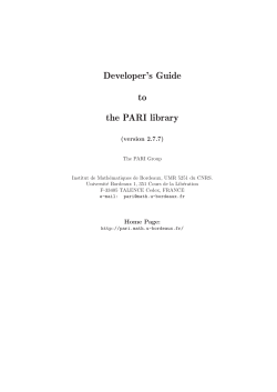 Developer`s Guide to the PARI library