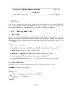 Lecture # 20 1 Overview 2 SET COVER via Dual Fitting