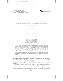 Reverse Auction: The Lowest Unique Positive Integer Game