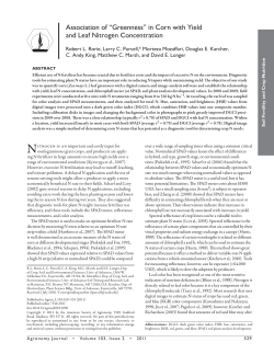 Association of "Greenness" in Corn with Yield and Leaf Nitrogen