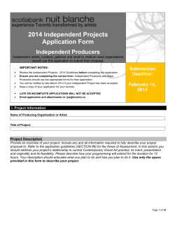 2014 Independent Projects Application Form Independent Producers