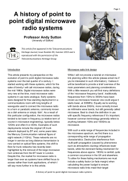 A history of point to point digital microwave radio systems