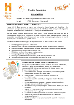 Position Description HR ADVISOR Strategic Core Competencies