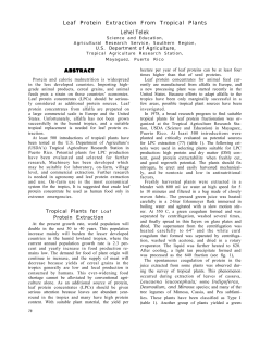 Leaf Protein Extraction From Tropical Plants