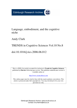 Language, Embodiment, and the Cognitive Niche