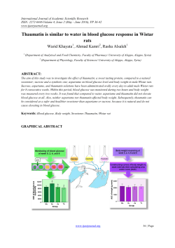 Thaumatin is similar to water in blood glucose response in Wistar rats