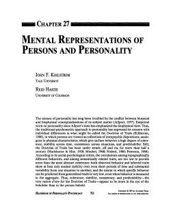 MENTAL REPRESENTATIONS OF PERSONS AND PERSONALITY