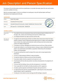 Job Description and Person Specification