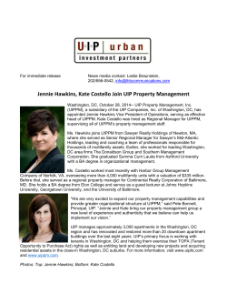 September 30, 2014 &ndash; Jennie Hawkins Joins UIP Property