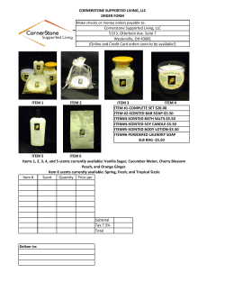 CORNERSTONE SUPPORTED LIVING, LLC ORDER FORM Item