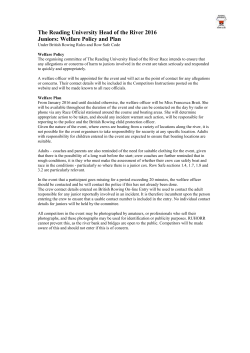 The Reading University Head of the River 2016 Juniors: Welfare