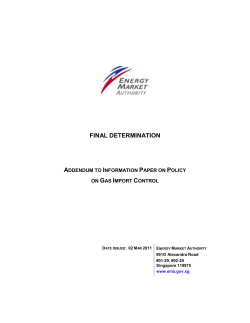 Addendum to Information Paper on Policy on Gas Import Control