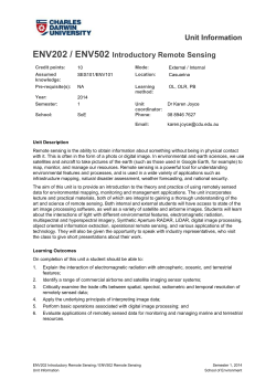 ENV202 / ENV502 Introductory Remote Sensing Credit points: 10